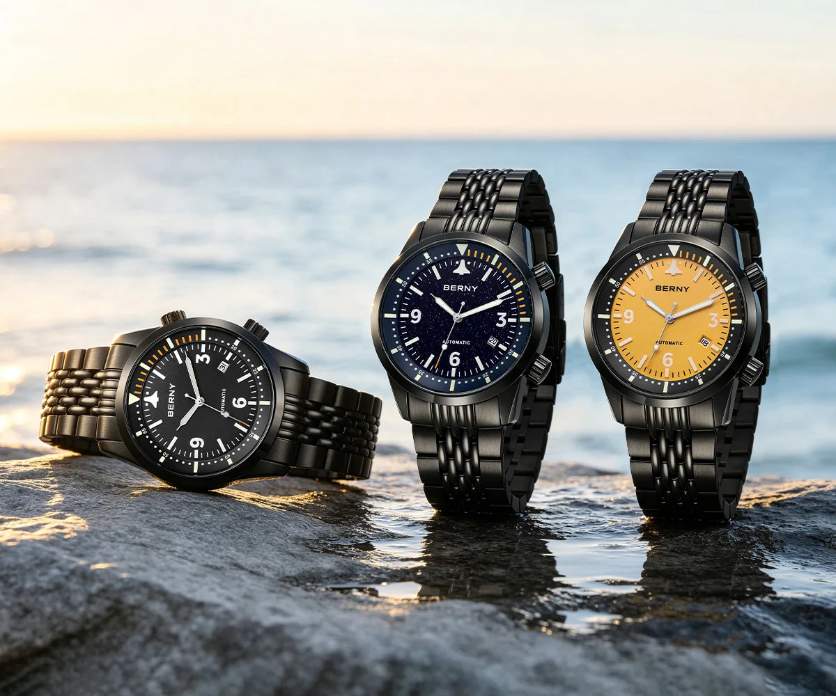 BERNY 20ATM Automatic Men's Diving Watches Top Luminous Sapphire AR Coated Diver Watches