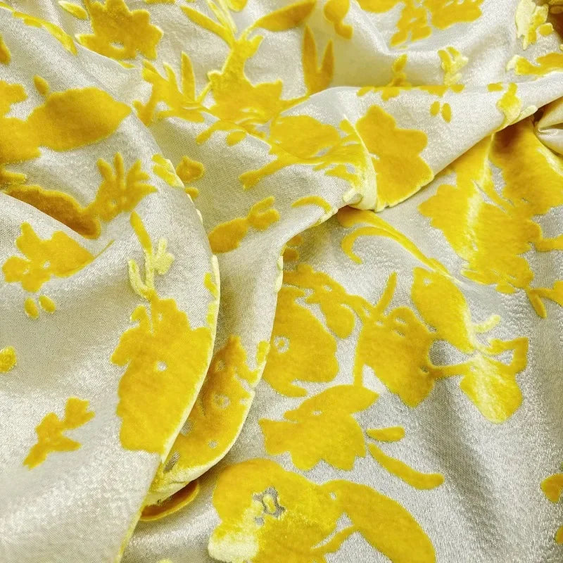 Flower Silk Velvet Silk Fabric Mulberry Burnt Flower Flocking Jacquard
