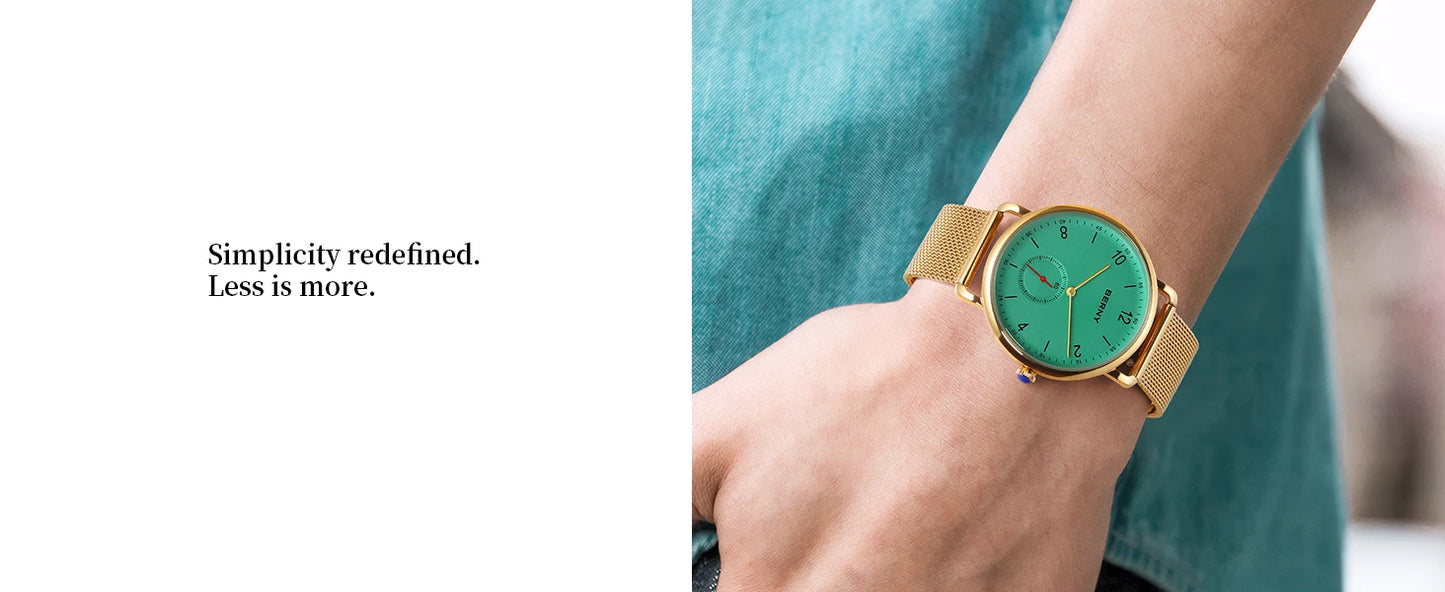 BERNY Quartz Men's Watch  Quality 316L Stainless Steel  Top Slim Case Fashion Couple's Wristwatch Simple Casual Men/Women Watches