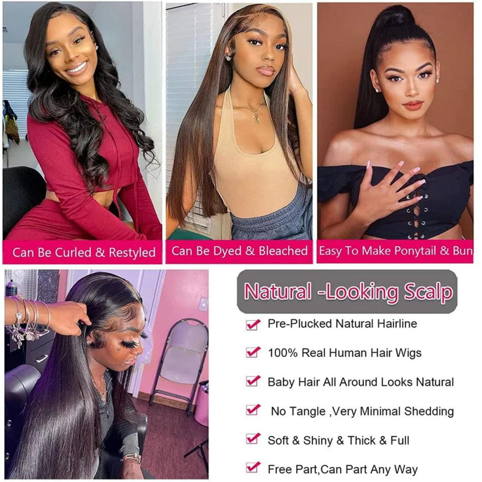 Straight Human Hair Wigs Frontal Wig Glu less