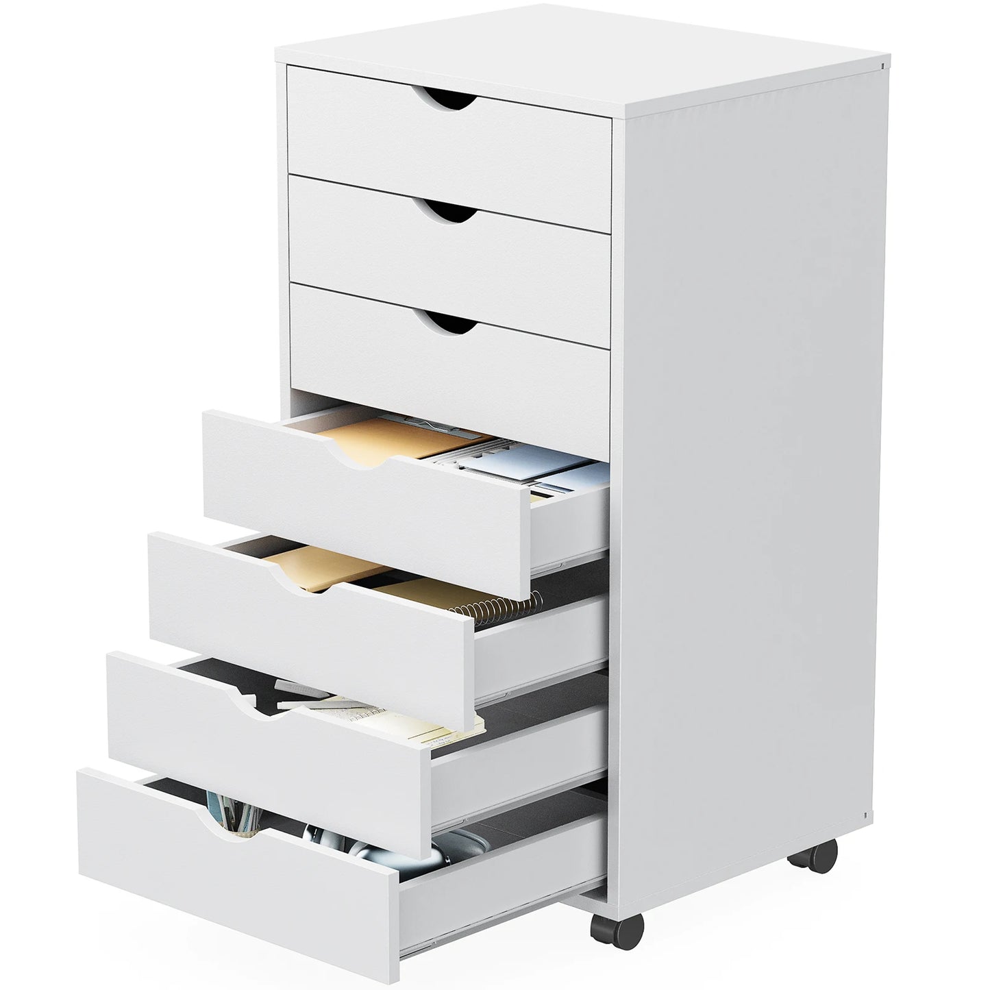 7 Drawer Chest Dressers Nightstand Storage Cabinet Wooden File Office Mobile Cabinet Wheels Living Room Organizer Rolling
