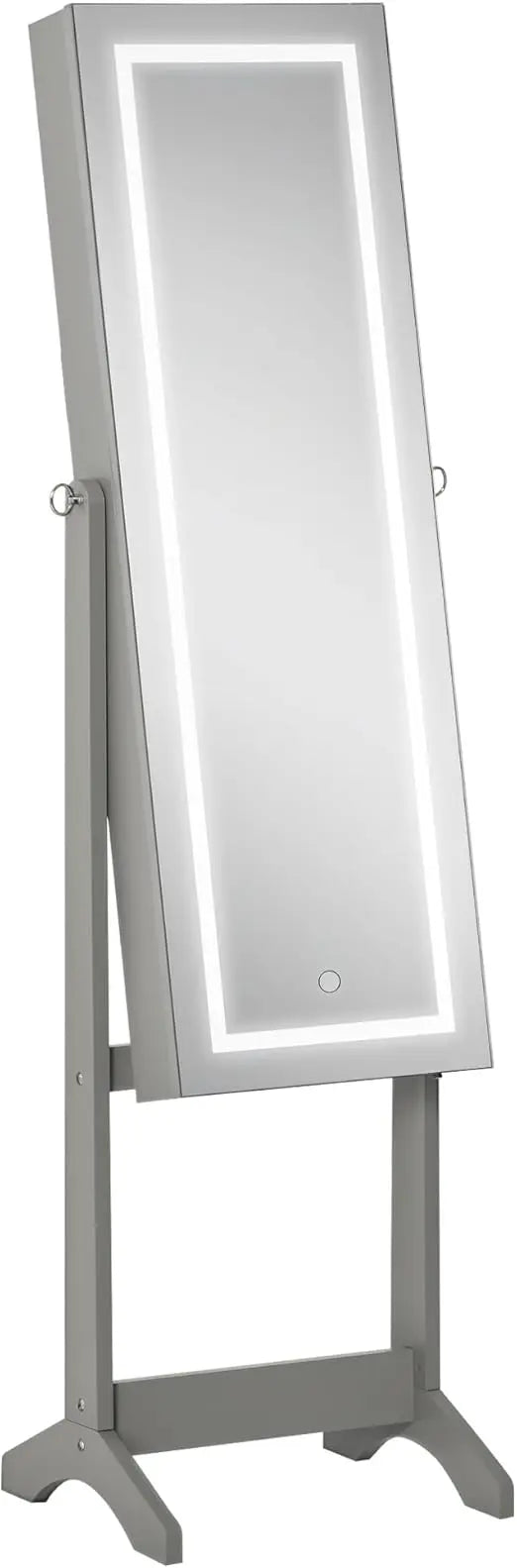 Floor standing jewelry cabinet with led light, lockable jewelry organizer