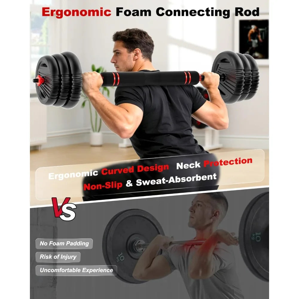 Adjustable Dumbbells, 20/30/45/70/90lbs  Weight Set Free with Connector