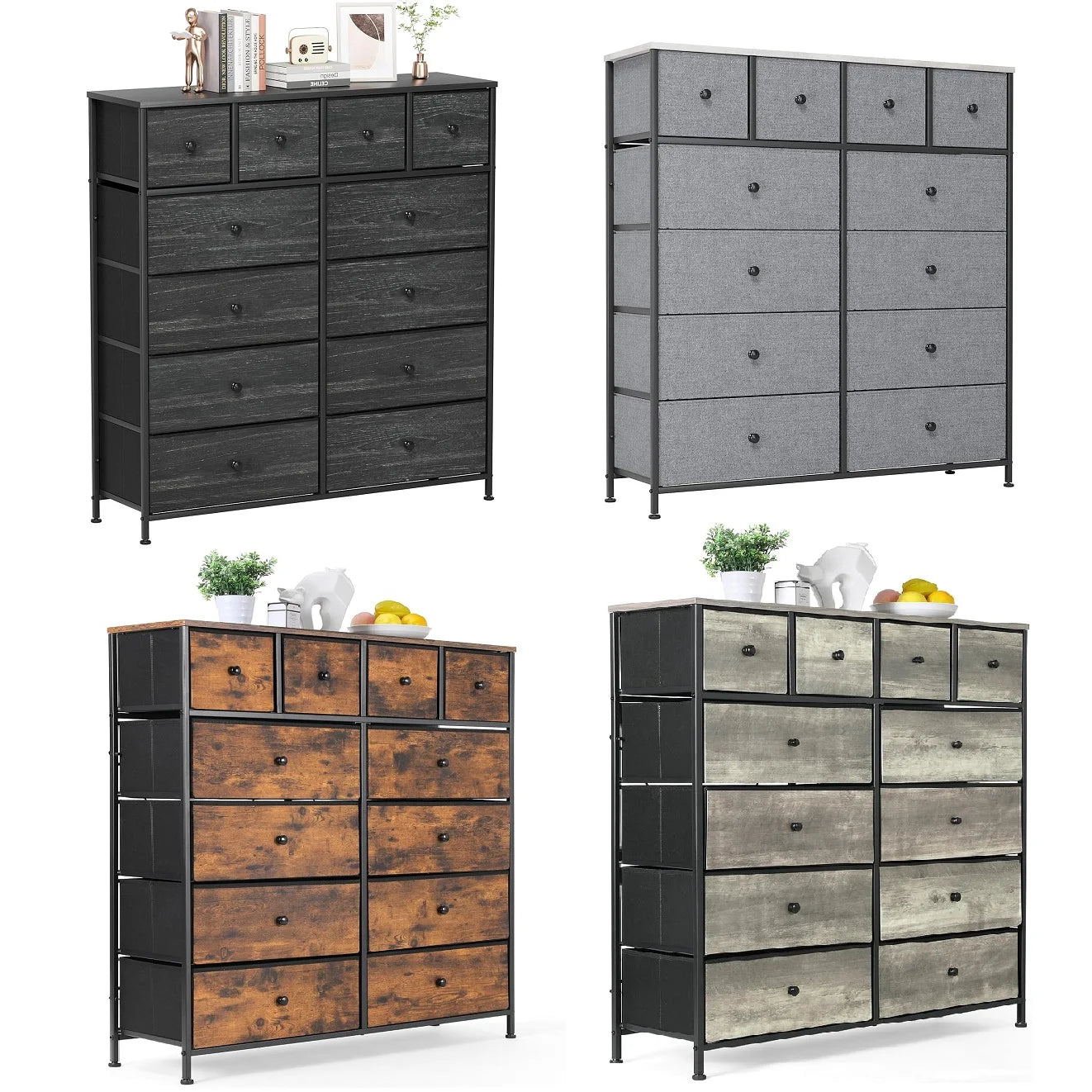 Dresser Storage Tower Organizer, Chest of Drawers 12 Fabric Drawers
