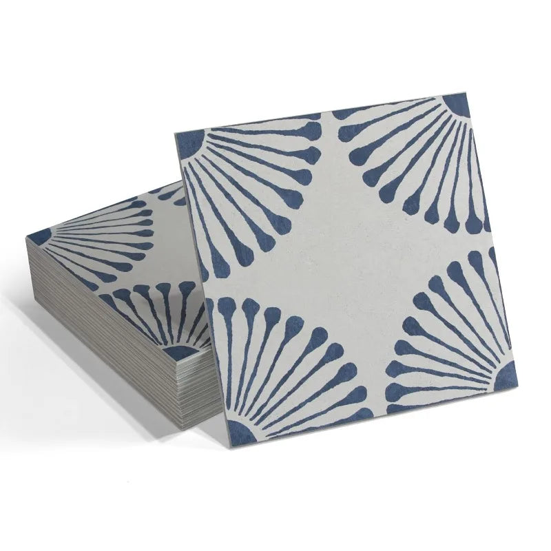Peel and Stick Floor and Wall Tile for Bathroom Kitchen - SPC Vinyl Self Adhesive Flooring  Blue Sunflower Patterned