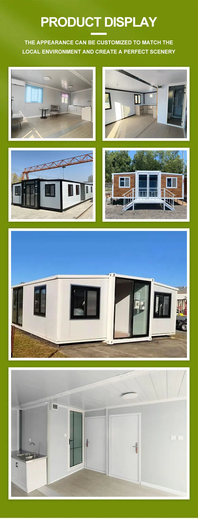 Portable Living Container Tiny House 20ft Foldable Prefab Mobile Modular Office Home Steel Frame Expandable