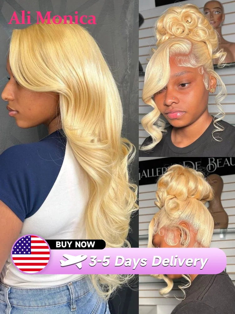 Honey Blonde 360 Full Lace Wig Human Hair Pre Plucked Hd Body Wave Long 613 13x4 Lace Front