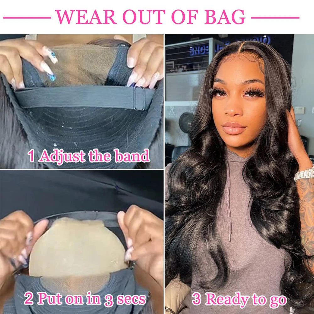Silk wave Wear And Go Glue less, Human Hair Wigs Brazilian Body Wave
