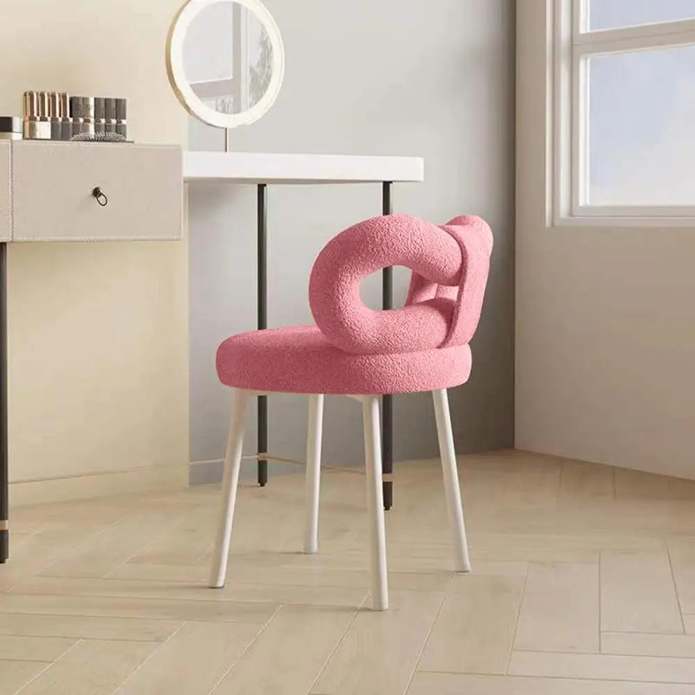Vanity Stool with Bowknot Backrest