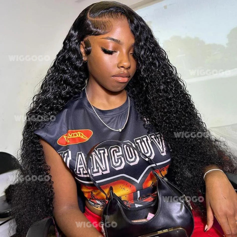 Water Wave Head Transparent Lace Front Wigs Deep Wave