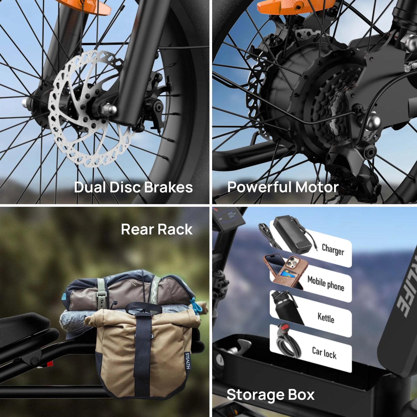 1500W Peak Electric Mountain Bike 48V 15.6Ah 28MPH 100 Mile