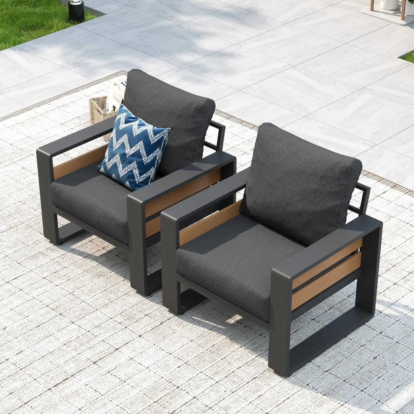 Luxury Aluminum 2 Piece Outdoor Sectional Sofa with 6" Olefin Cushions & Coffee Table
