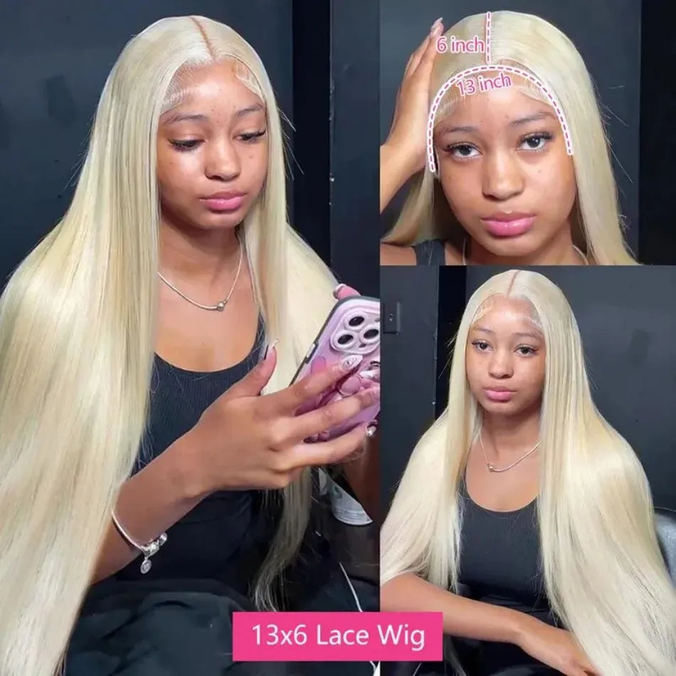 Blonde  Lace Front Wig 100% Human Hair  Density Straight  Frontal Wigs