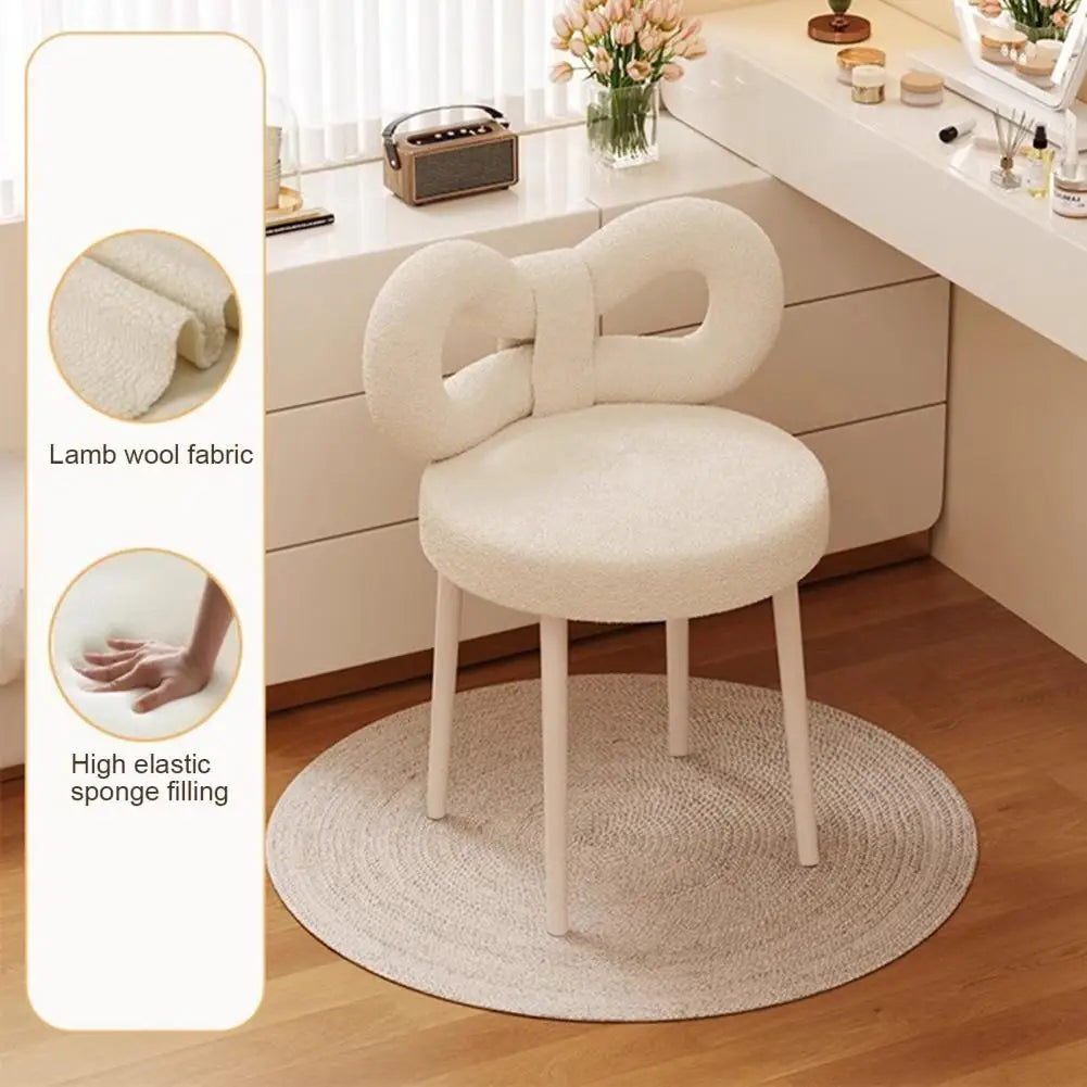 Vanity Stool with Bowknot Backrest