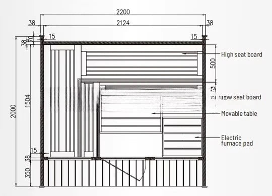 Modern Dry Sauna Room Spliced Redwood 4-6 Person Large Luxury