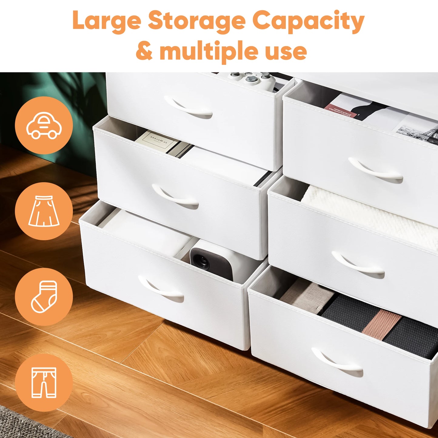 Bedroom With 8 Fabric Drawers Storage Cabinet Steel Frame Assembly