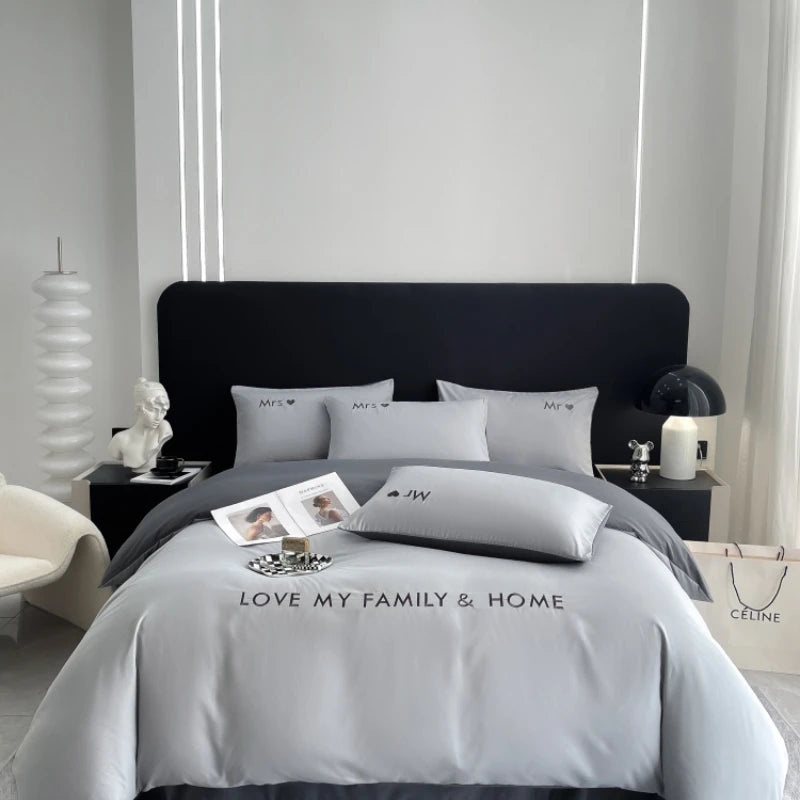 Nordic Luxury Egyptian Cotton Bedding Set King Queen Double Twin Size