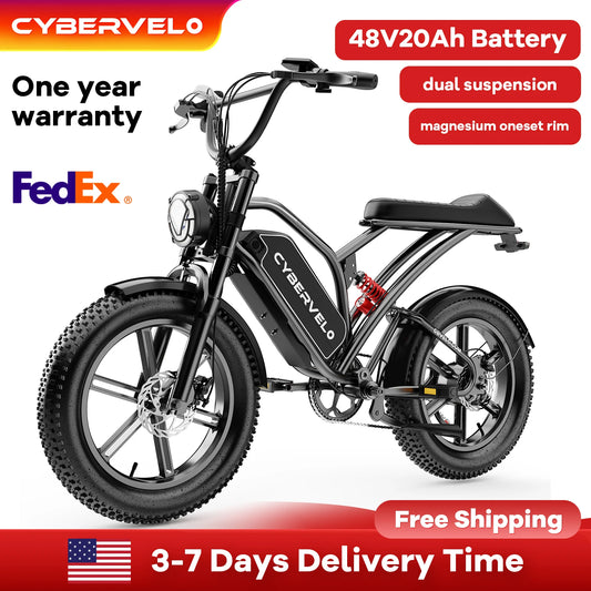 1600W Peak 20" Fat Tire All-Terrain E-Bike, 80 Miles 30MPH Electric Dirt Bike,