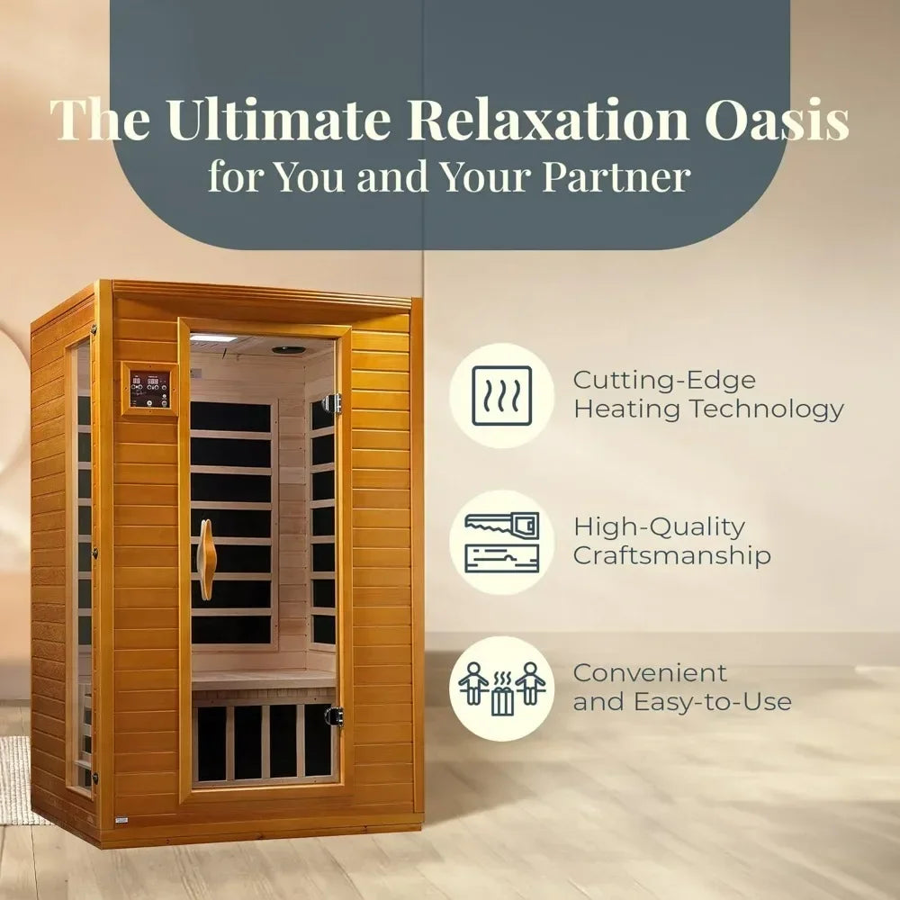 Saunas Adora 2-Person Low  EMF FAR Infrared Sauna, Canadian Hemlock Wood