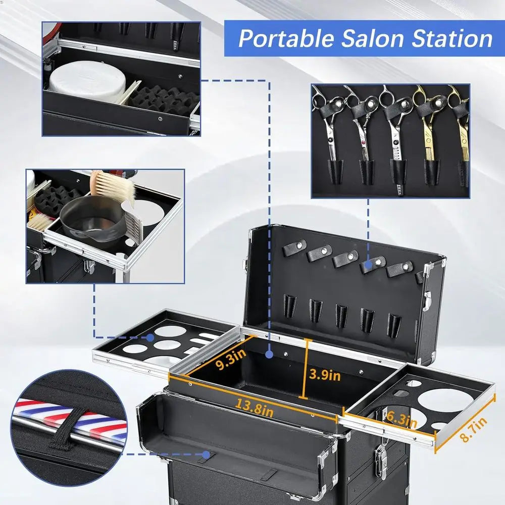 Portable Stylist Cart with 4 Drawers, Rolling Salon Station for Hair & Makeup Services