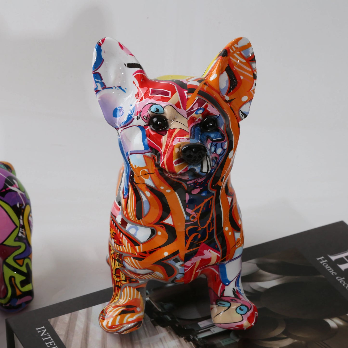 Nordic  Art Graffiti Corgi Dog Painting Creative Resin Crafts