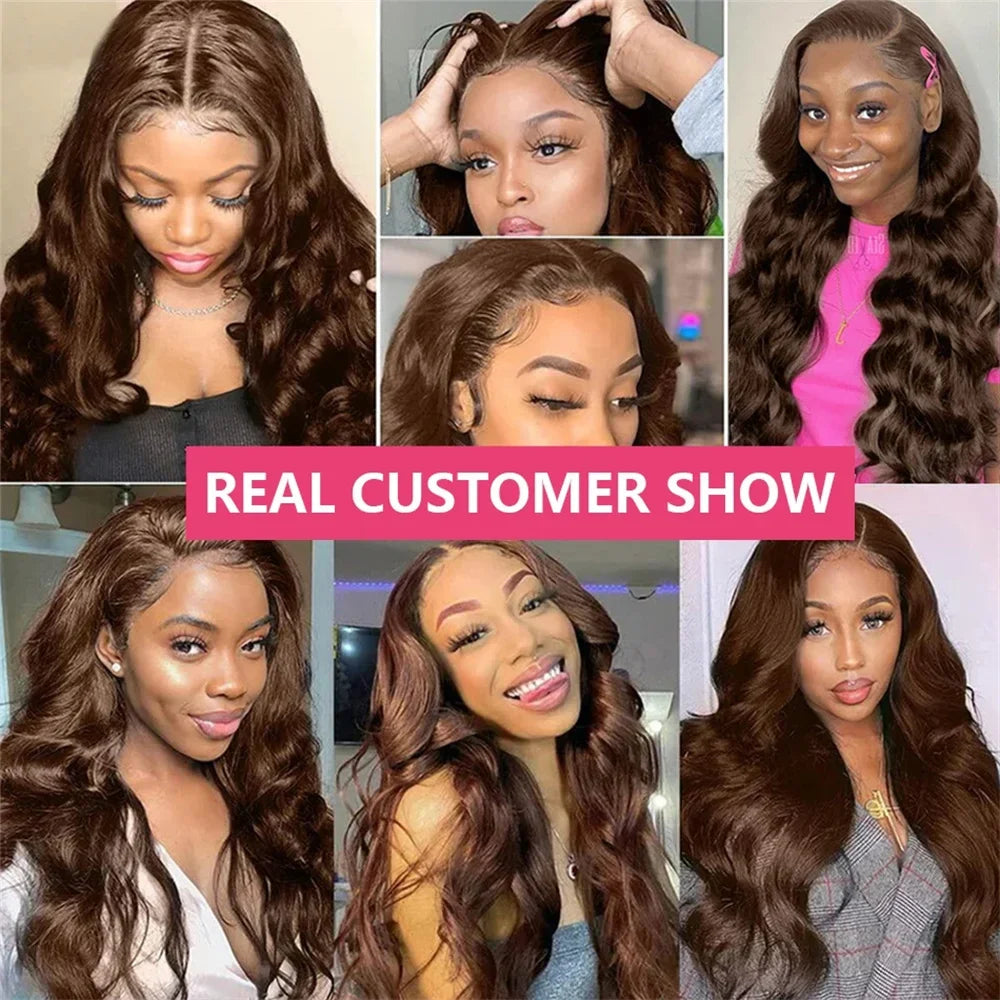 Chocolate Brown Human Hair Wig 13x6 HD Lace Frontal Wig
