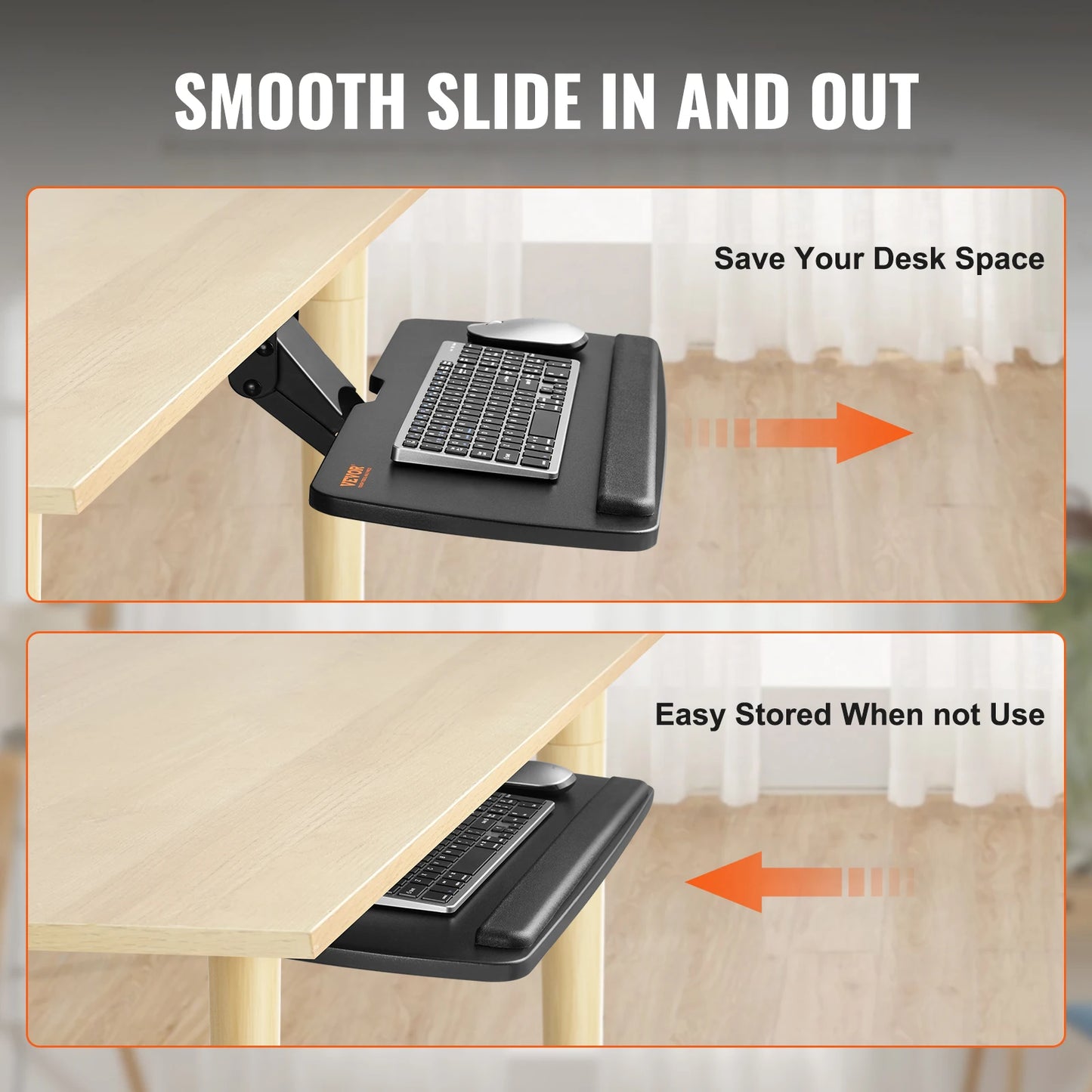 Keyboard Tray under Desk Adjustable Height and Angle Keyboard Tray Slide