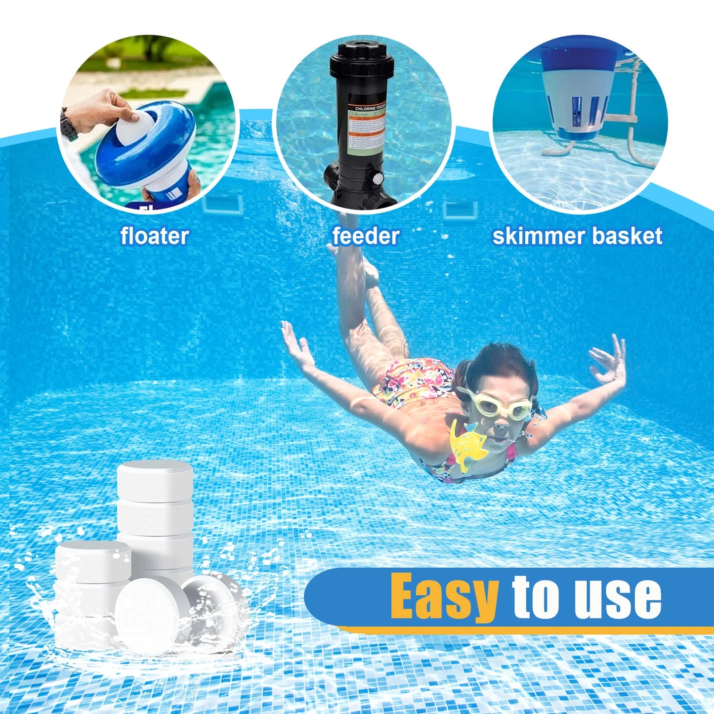 3 inch 50 Pounds Chlorine Tablets ,  Stabilized Chlorine Tablets