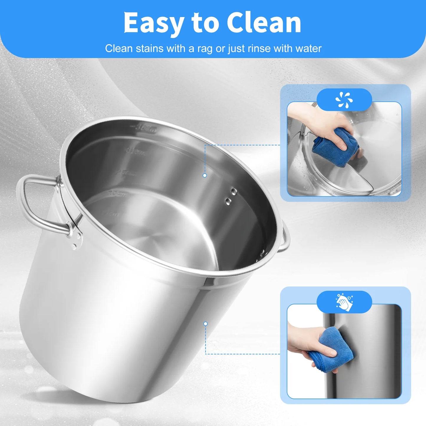Soup Pot with Cover & Handles, Stainless Steel Stock Pot