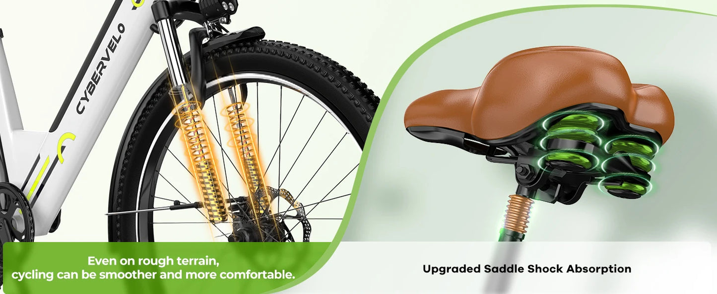 26" Step-Thru Electric Bike for Adult,1000w Peak Motor 80Miles Range,