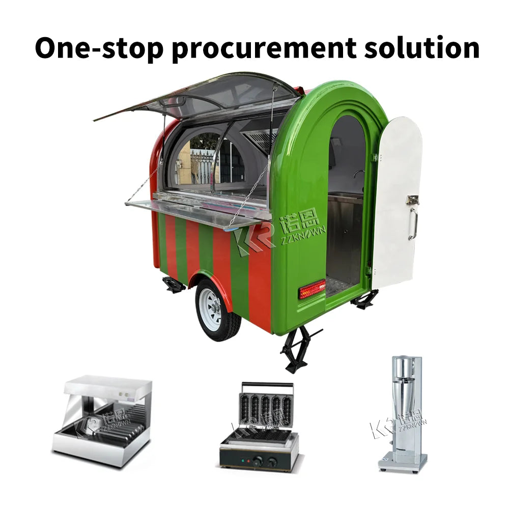 Retro Fully Equipped Street Ice Cream Cart Outdoor Fast Food Trailer Mobile Hot Dog Truck Concession Food Truck for Sale