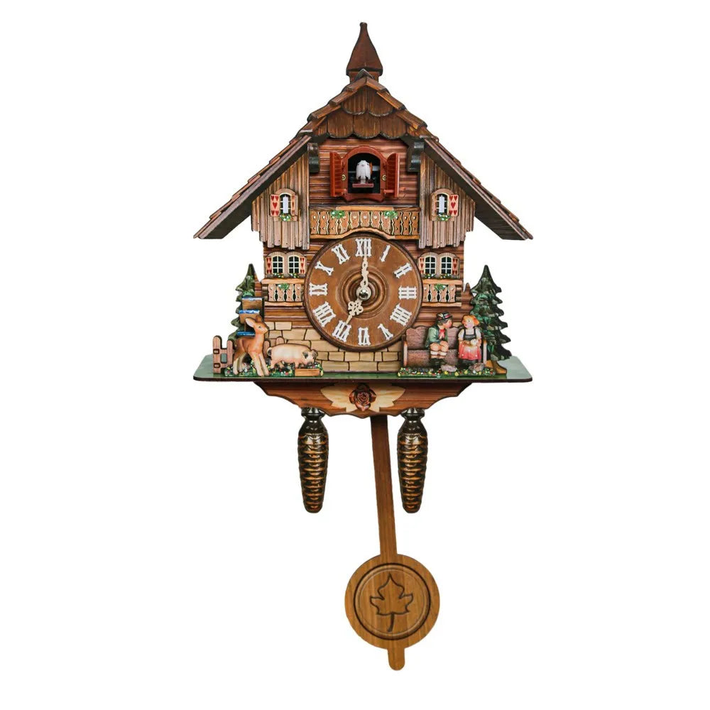 Vintage Cuckoo Wall Clock with Bird Chime Wall Watch Mechanism for Living Room