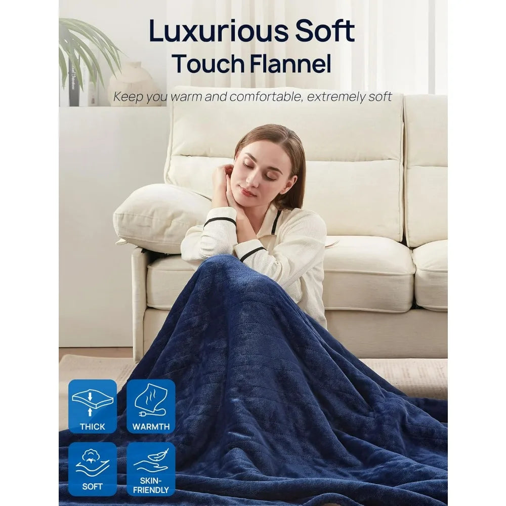 Electric Blanket with Foot Pocket for Adults Ultra Soft Flannel