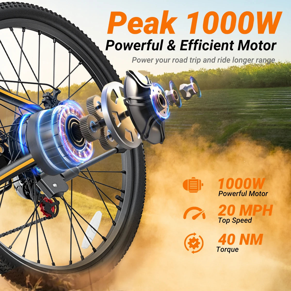 【1 Year Warranty】M26 Electric Bicycle 1000W Peak Motor 360WH