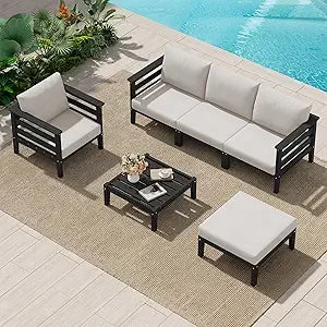 Patio Furniture Set, 6 Pieces Outdoor Sectional Sofa Set, All-Weather