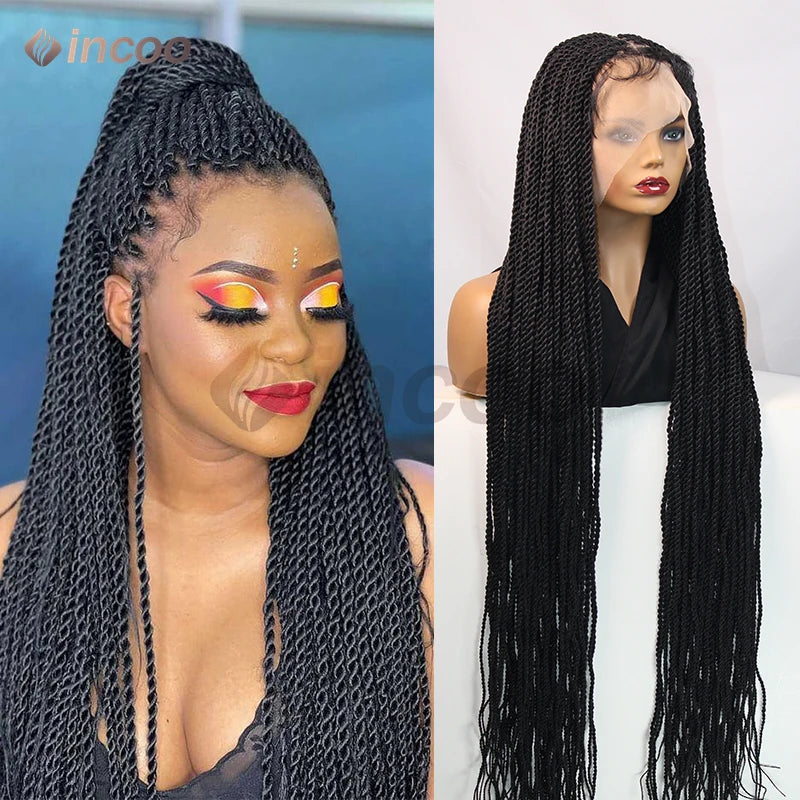 40" Full Lace Frontal Wigs Synthetic Braided Wigs