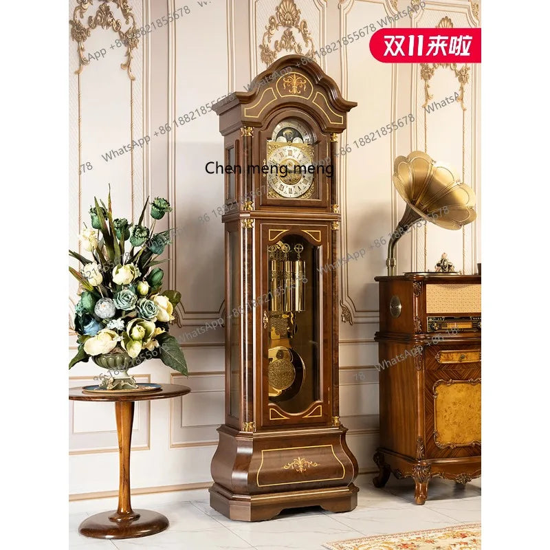 Vertical mechanical floor clock Living room European-style villa seat clock Chinese retro classical pendulum clock