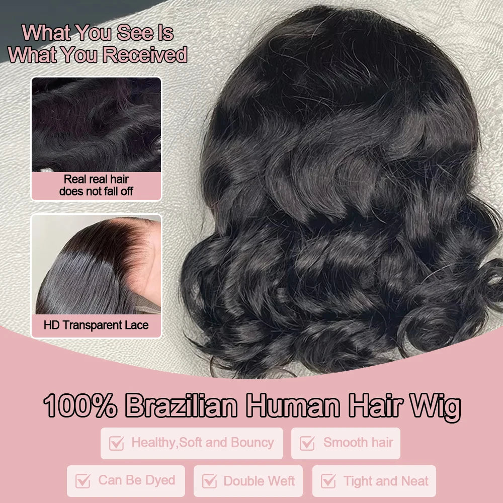 Glueless Bob Wig Natural Body Wave Brazilian Human Hair