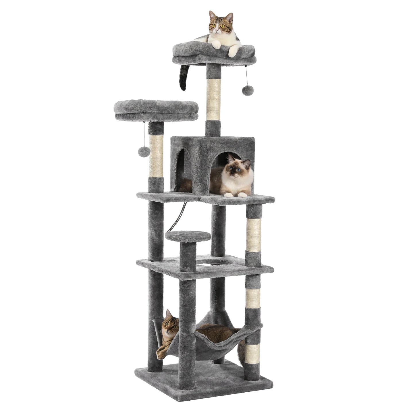 Large Cat Tree Tall Cat Tower for Indoor Cats Multi-Level Plush Cat Condo