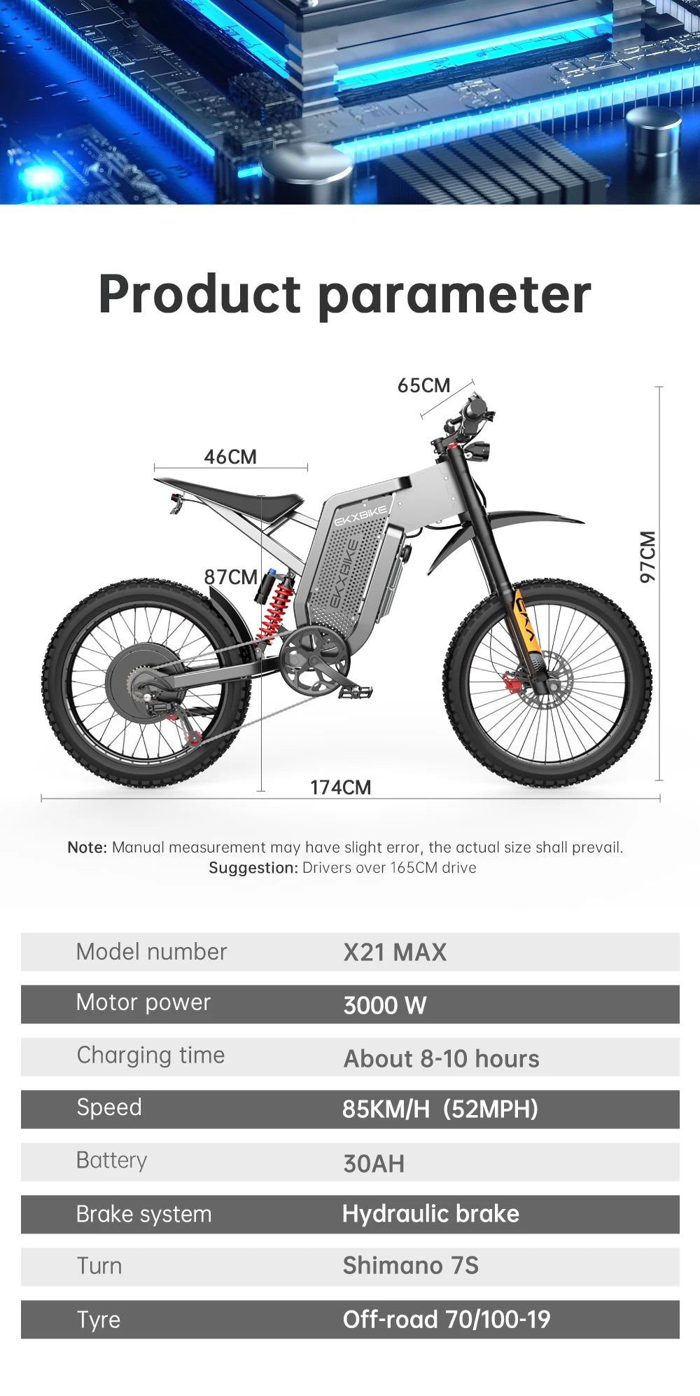 Electric Motorcycles 3000W Brushless Gearless Motors Speed 85Kmh Adult