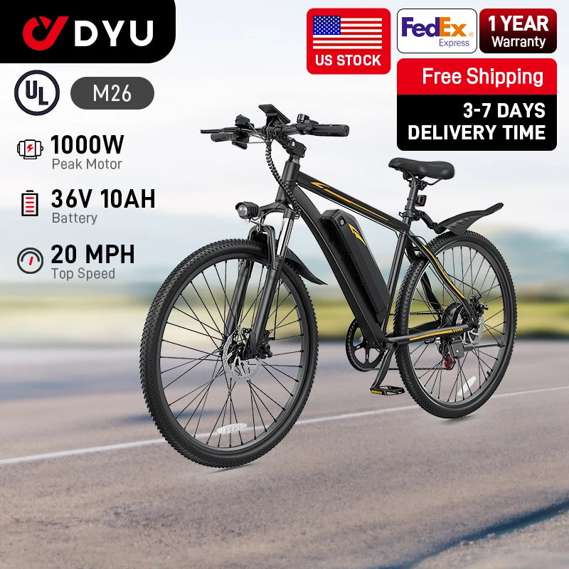 【1 Year Warranty】M26 Electric Bicycle 1000W Peak Motor 360WH