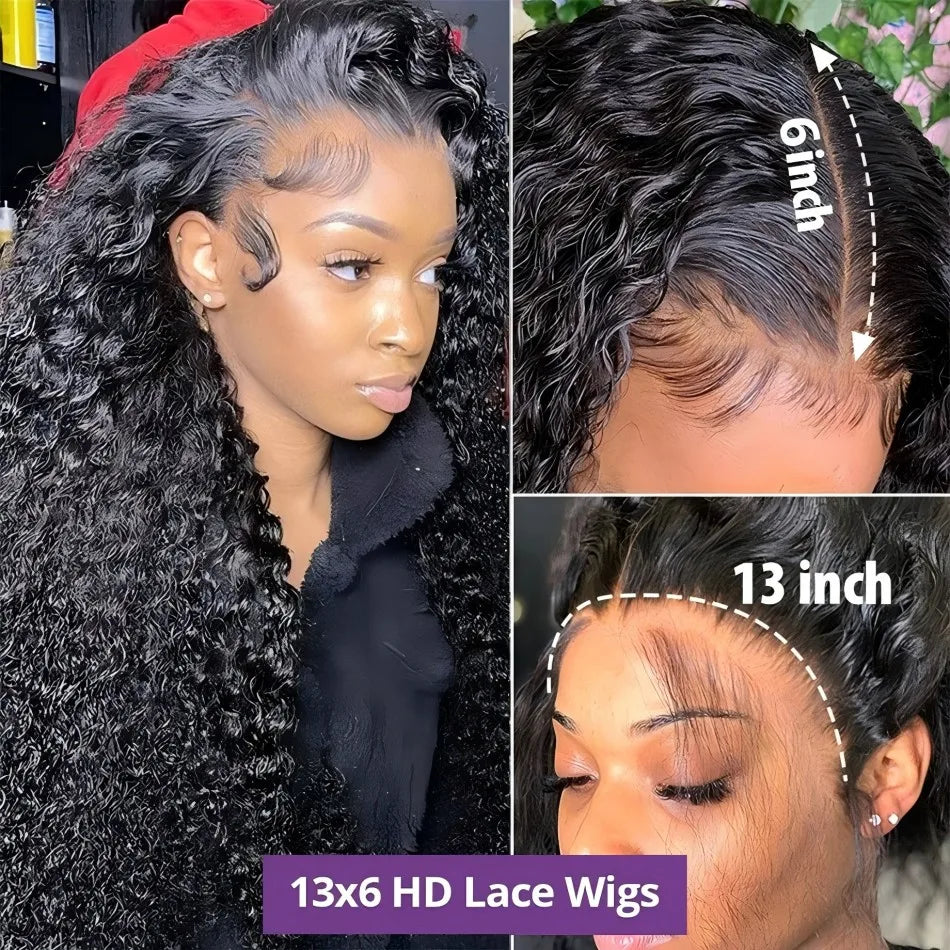 250 Density 13X6 Hd Lace Frontal Wig Deep Wave Human Hair Wigs 100%
