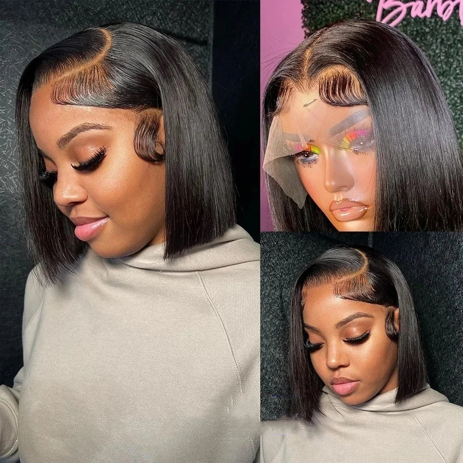 613 Blonde Bob Wig 13x4 Transparent Lace Front Human Hair Straight"