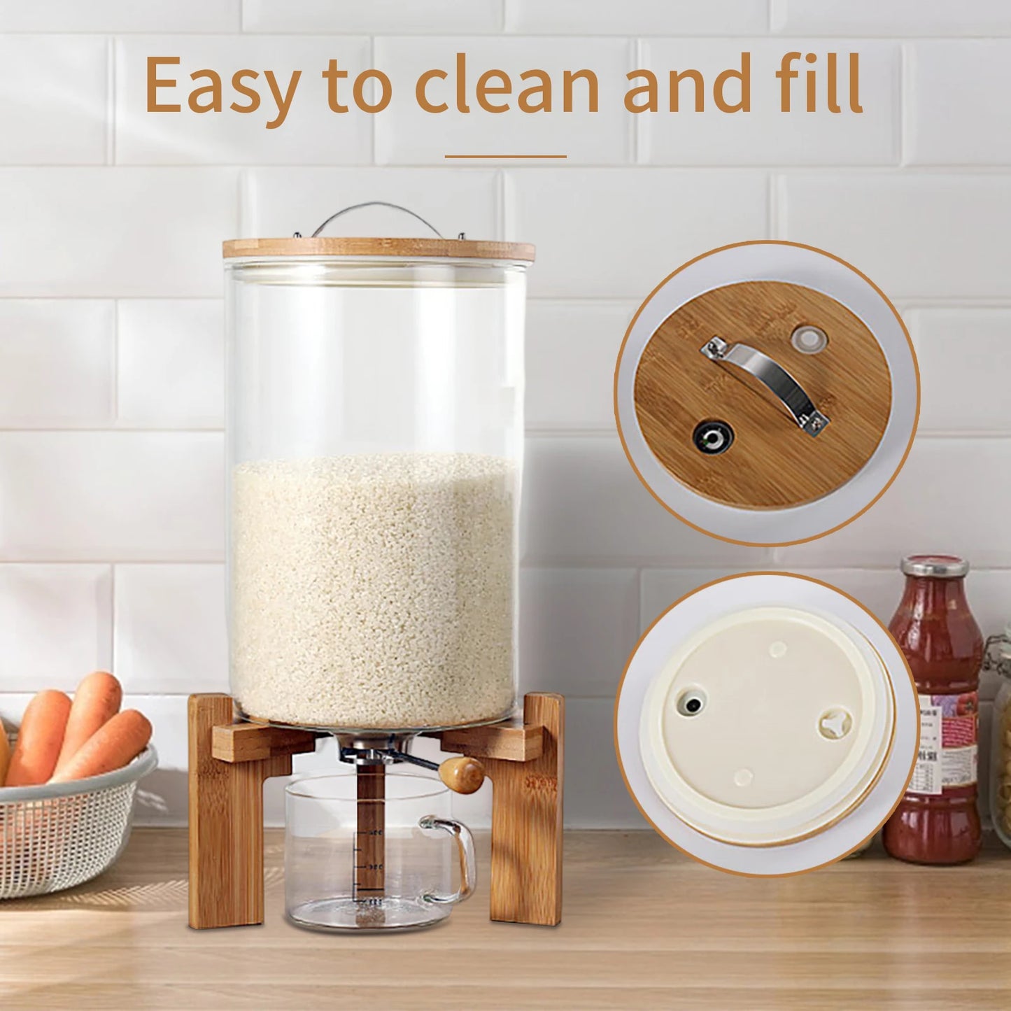 Flour And Cereal  Rice Dispenser Creative Glass Food Storge