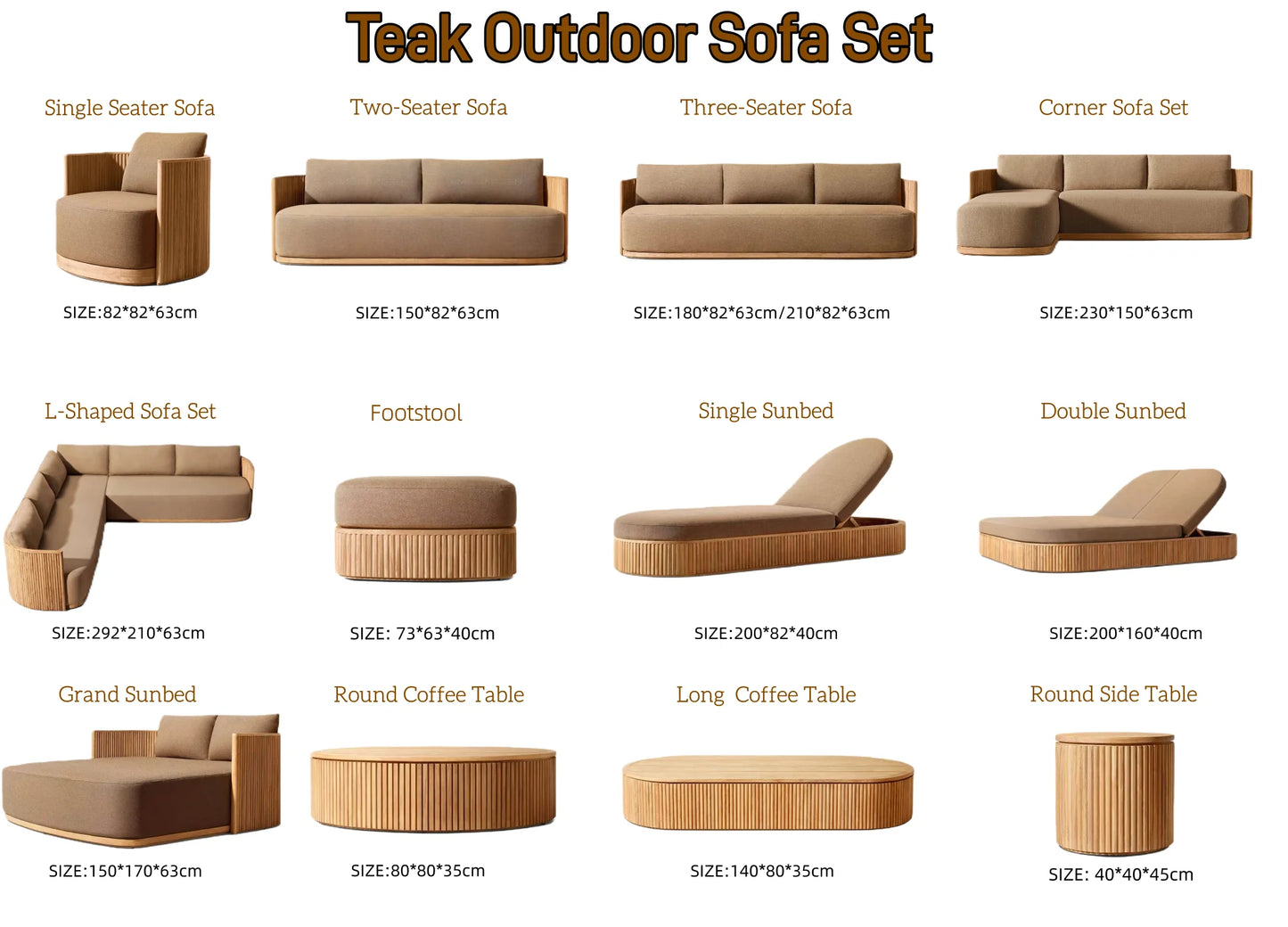 Outdoor garden furniture Custom garden patio teak sectional sofa set