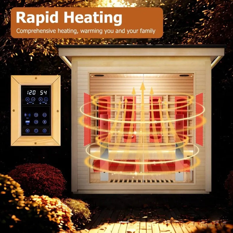 3-4 Person Home Sauna with WiFi Control, Far Infrared