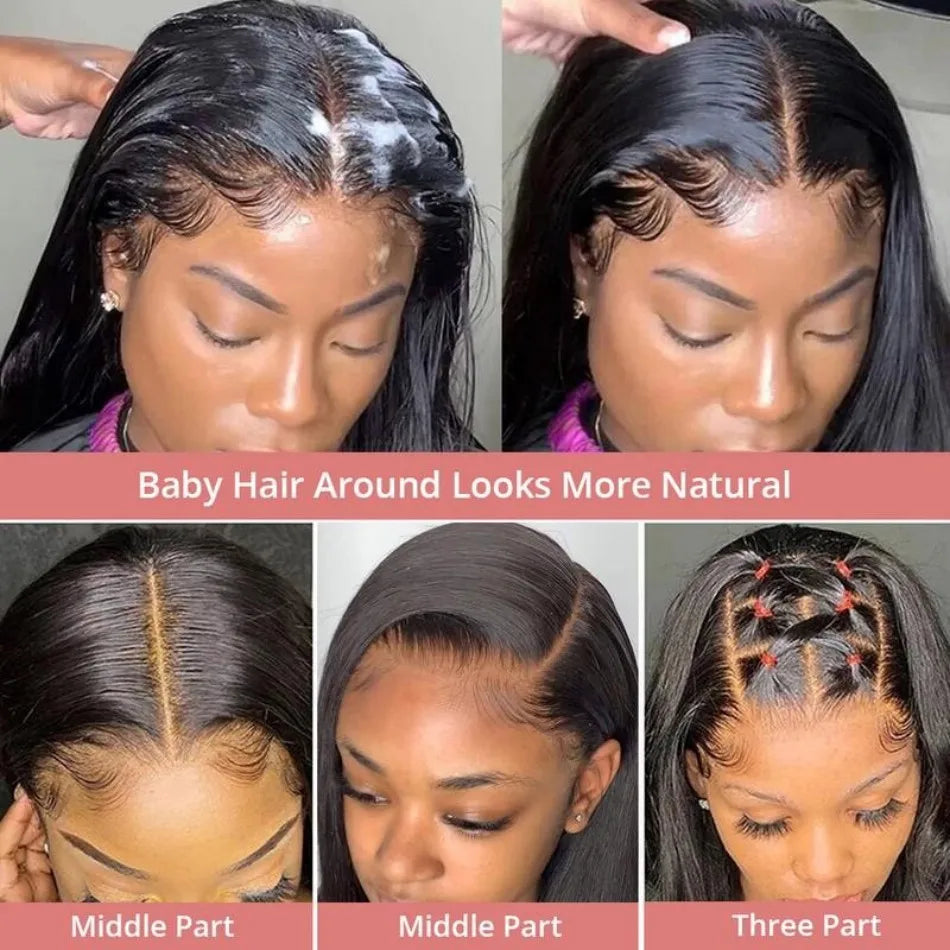 Straight Human Hair Wigs Frontal Wig Glu less