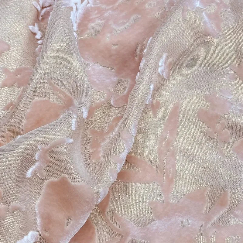 Flower Silk Velvet Silk Fabric Mulberry Burnt Flower Flocking Jacquard