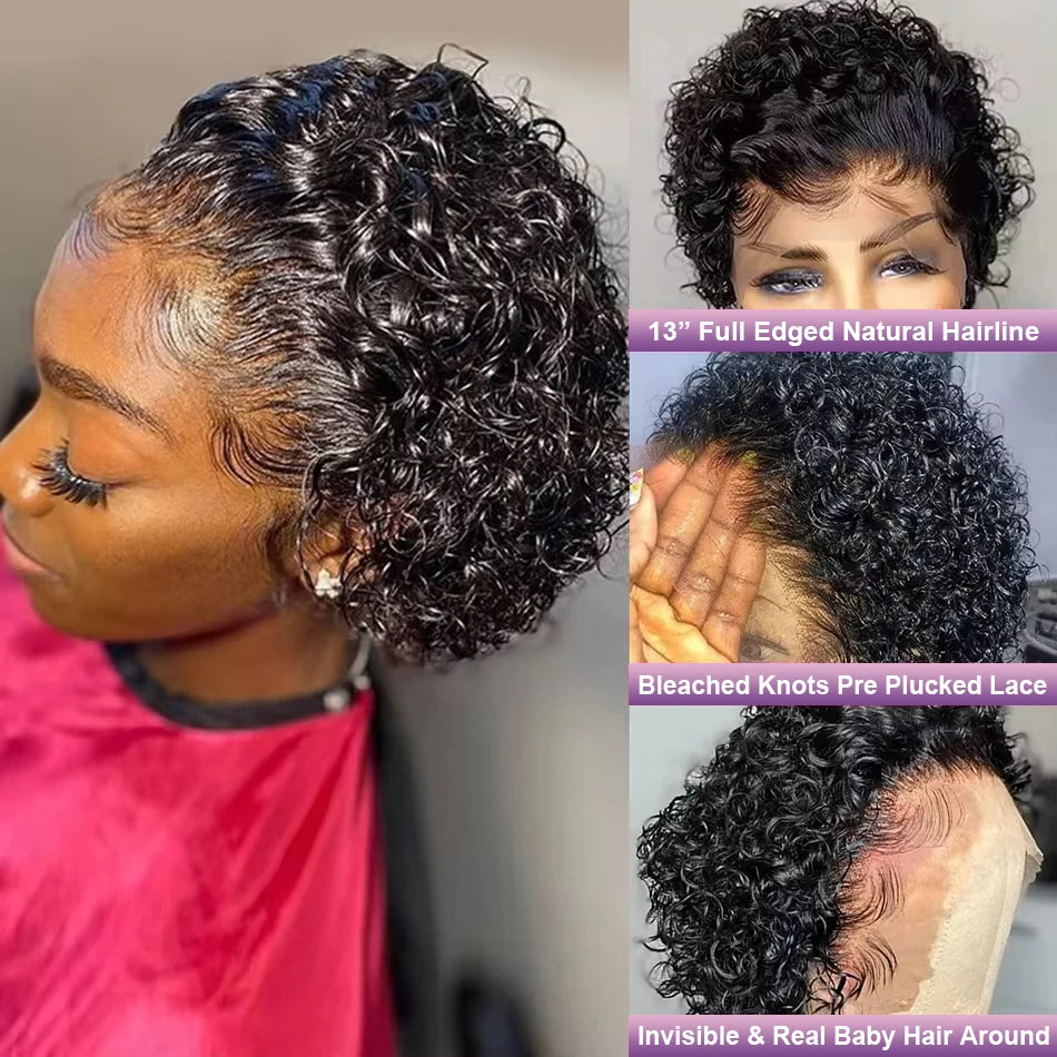 Short Pixie Cut Curly Wig - Brazilian Human Hair Lace Front | Restful Hideout