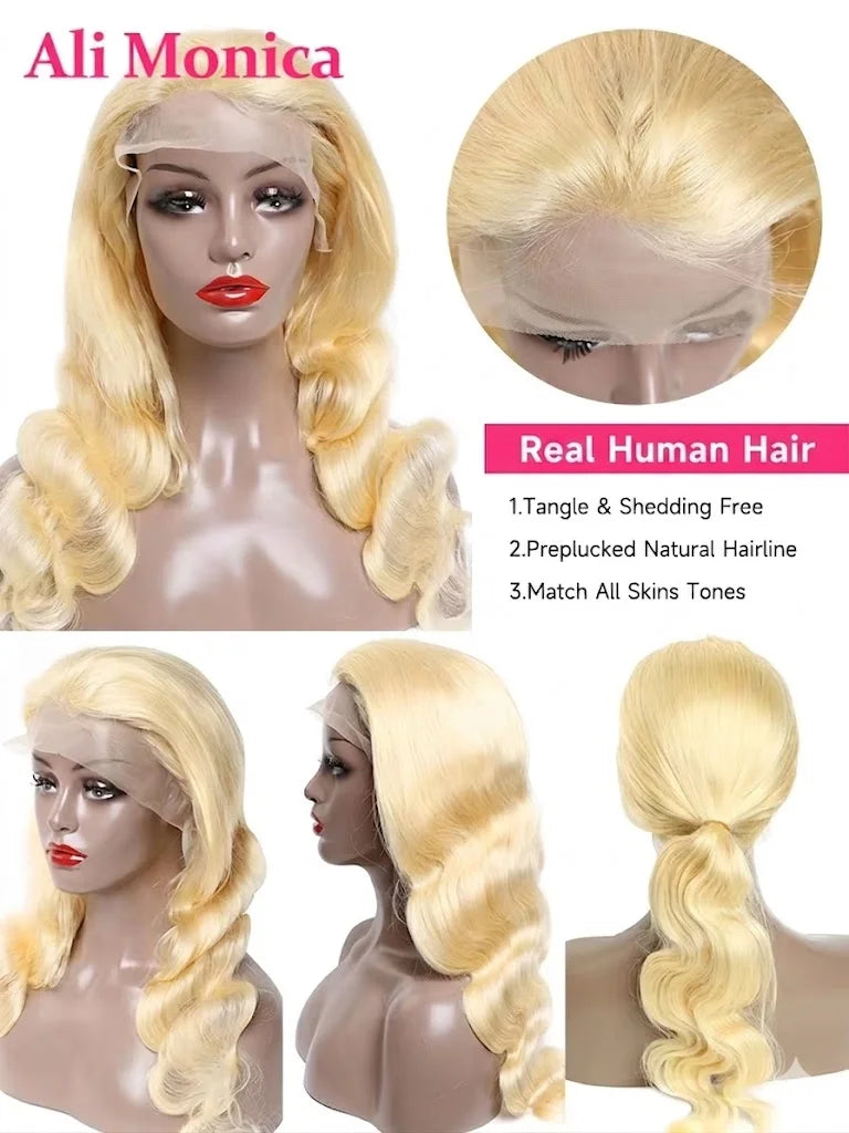 Honey Blonde 360 Full Lace Wig Human Hair Pre Plucked Hd Body Wave Long 613 13x4 Lace Front
